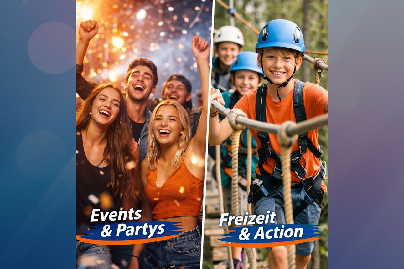 Von einer KI erzeugtes Bild mit verschiedenen Veranstaltungsmöglichkeiten für junge Menschen. 