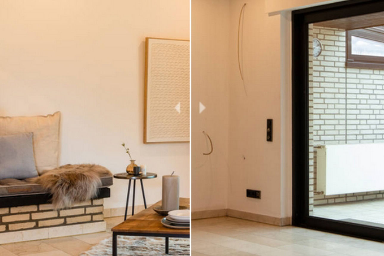 Vorher und Nachher Ansicht eines Raumes durch Homestaging