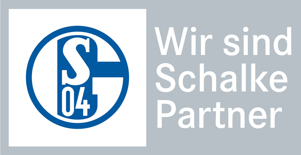 Ein Logo mit der Aufschrift „Wir sind 04 Schalke Partner“.