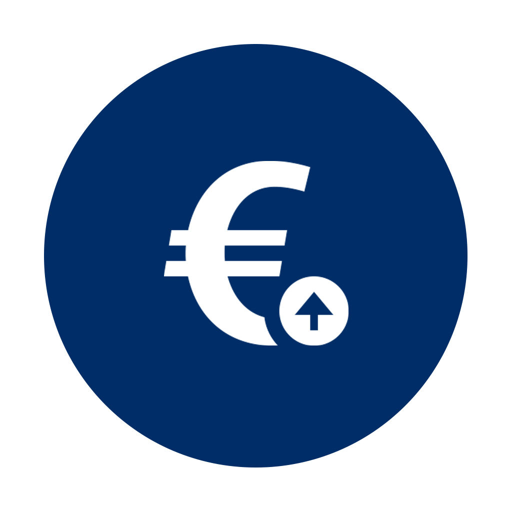 Logo Vermögensmanagement - Geldsach mit Eurozeichen in einem Kreis