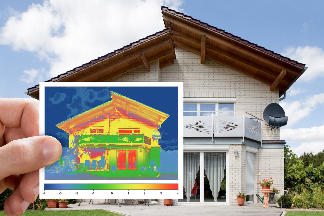 Thermalfoto von einem Haus