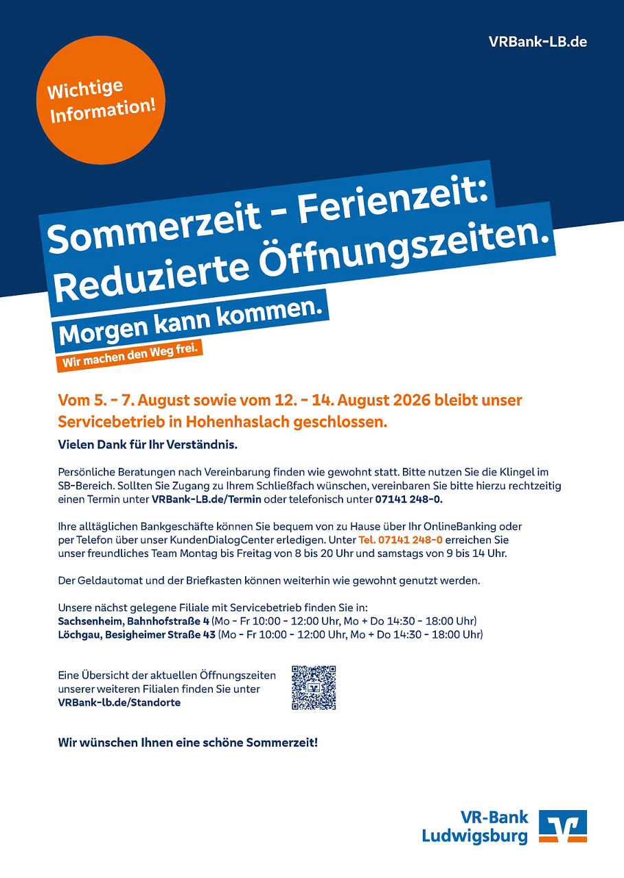 Sommeröffnungszeiten