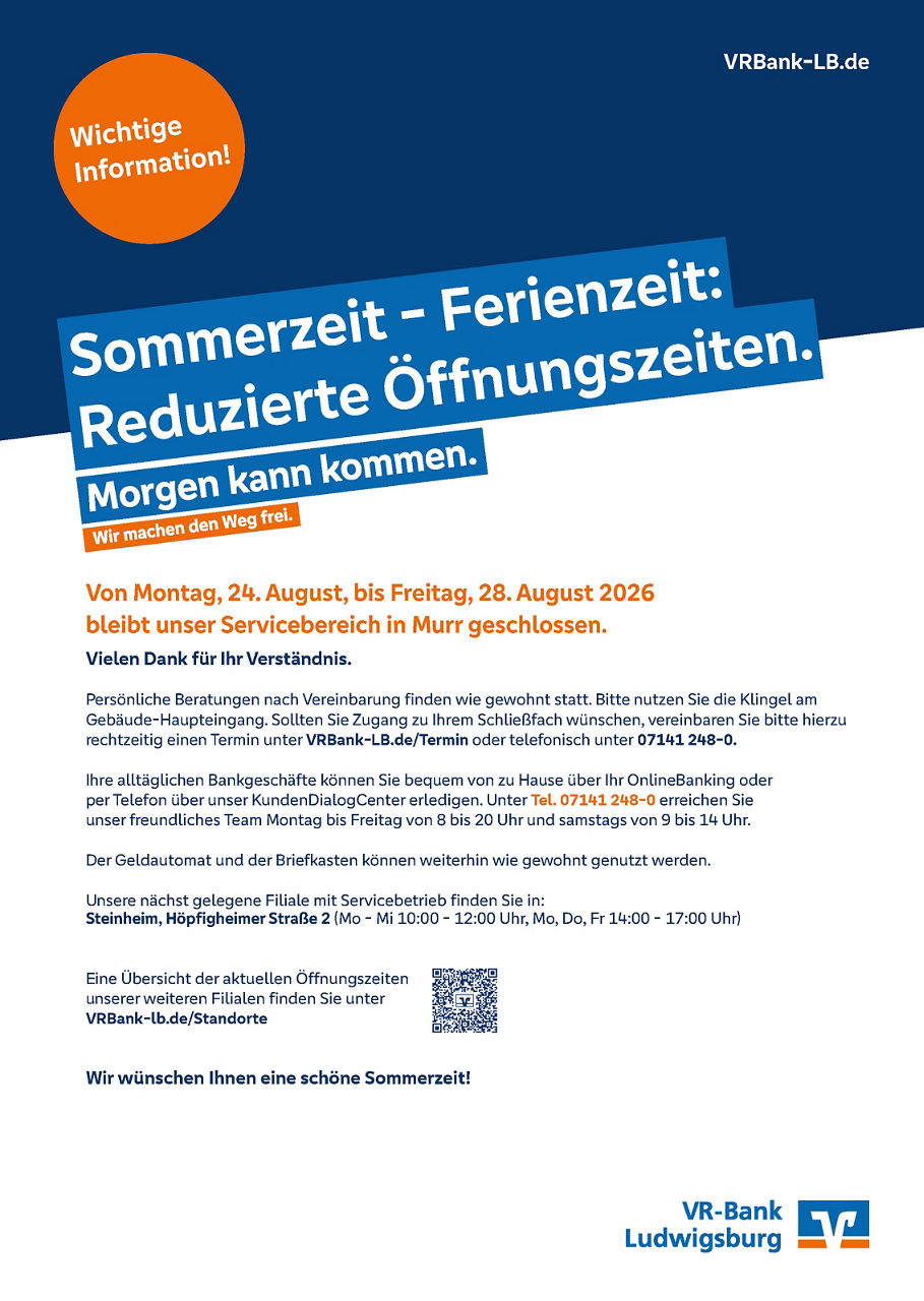 Sommeröffnungszeiten