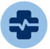 Icon - blaues Zeichen mit Herz Kurve