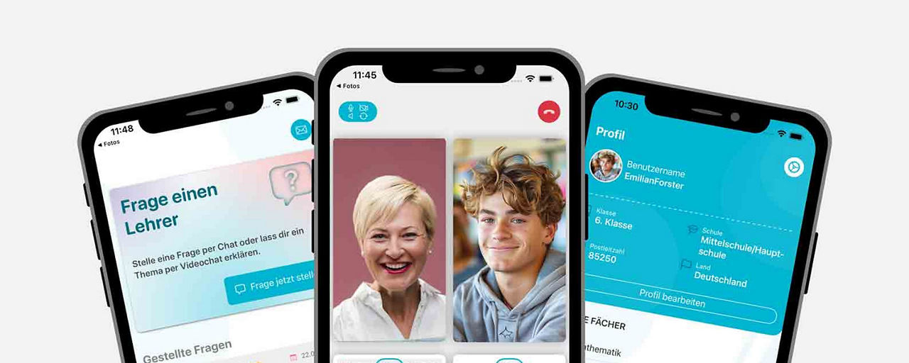 Beispielansicht der unterschiedlichen App-Bereiche  ubiLearning Solutions GmbH