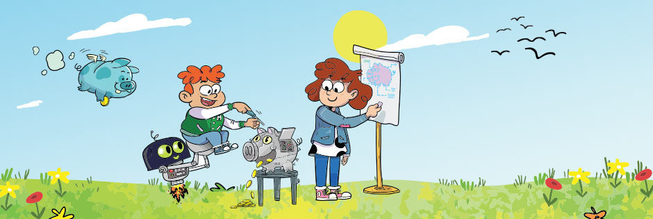 Kinder sparen Geld und planen für die Zukunft.