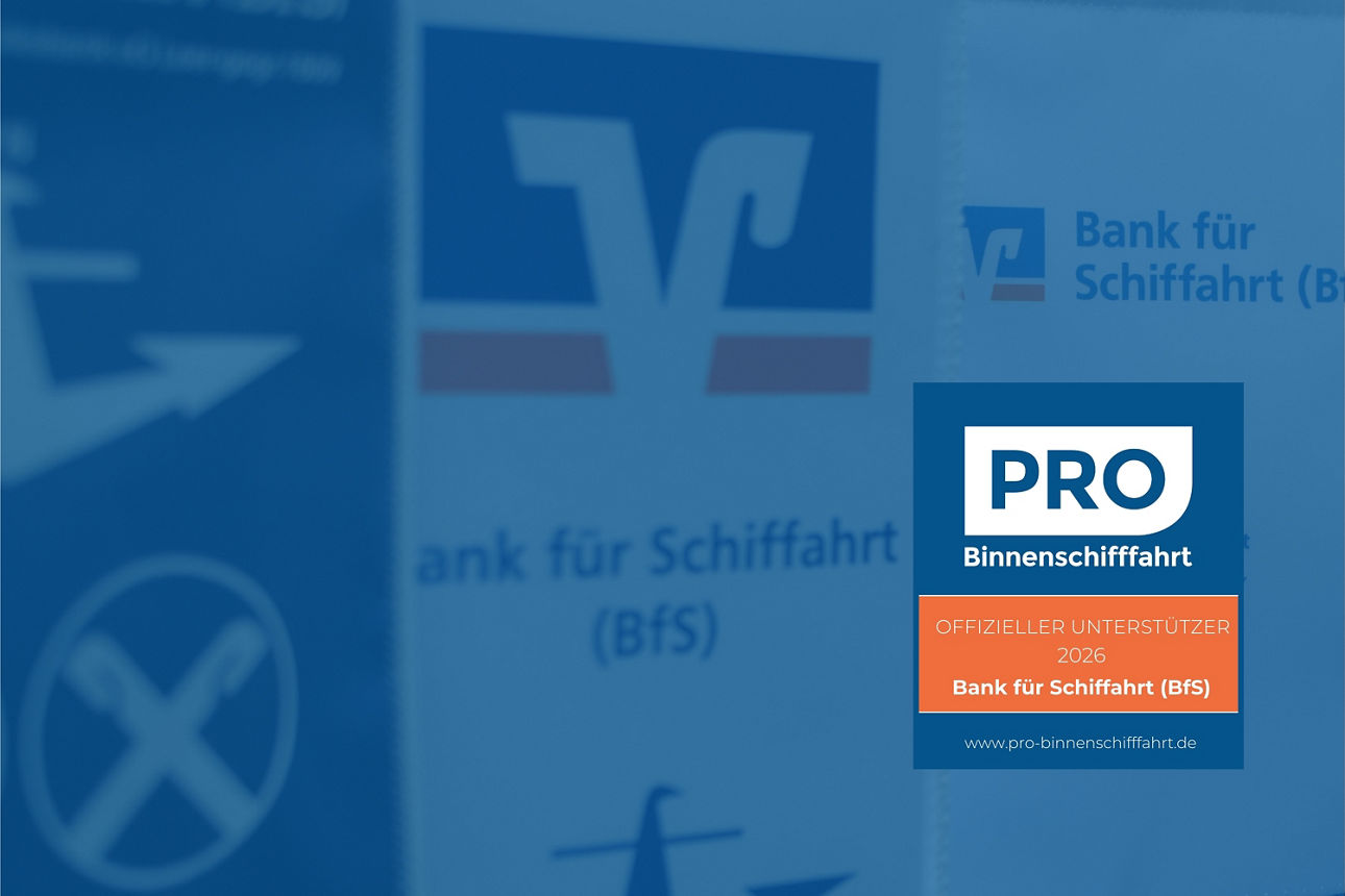 Bild mit verschiedenen Logos unter andrem Pro Binnenschiffahrt Unterstützer 2025