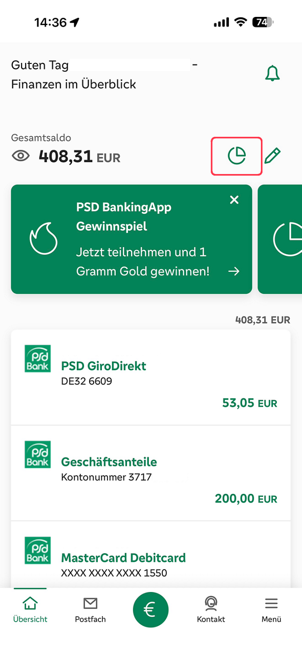 Darstellung des Starticons für den FinanzLotsen in der PSD BankingApp