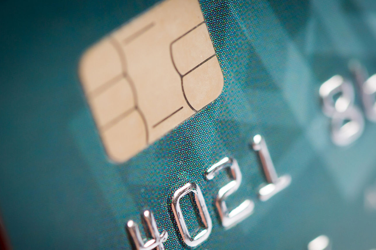 Nahaufnahme Chip einer Kreditkarte