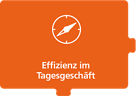 Oranges Puzzelstück mit Text "Effizienz im Tagesgeschäft" in der Mitte