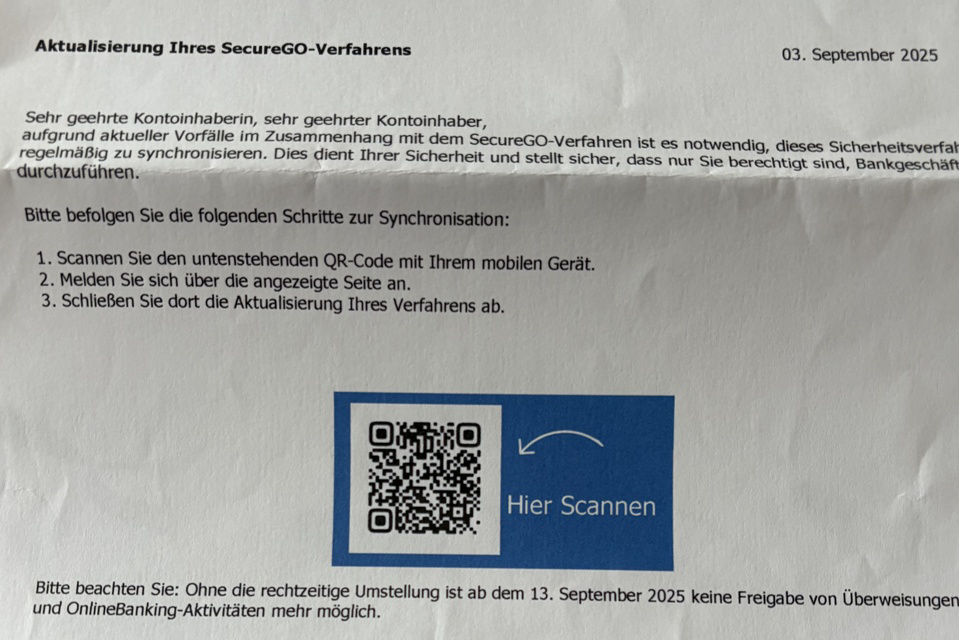 Beispiel eines gefälschten Briefes