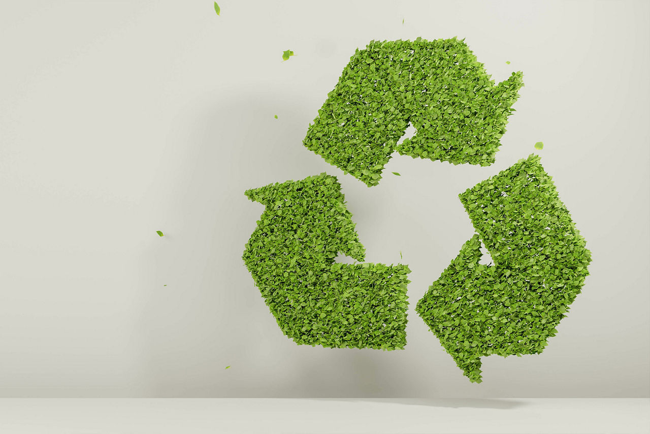 Recycling-Symbol aus Blattwerk