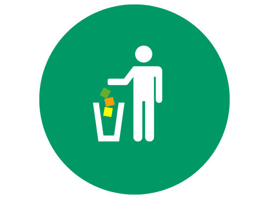 Icon Männchen wirft Müll weg