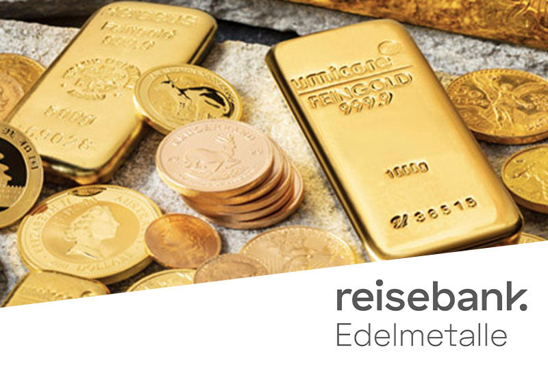 Goldbarren und Münzen