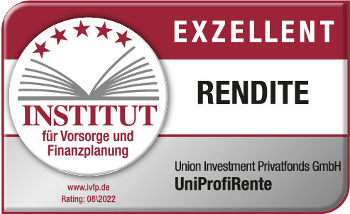 Siegel: Auszeichnung vom Institut für Vorsorge und Finanzplanung, „exzellente Rendite“
