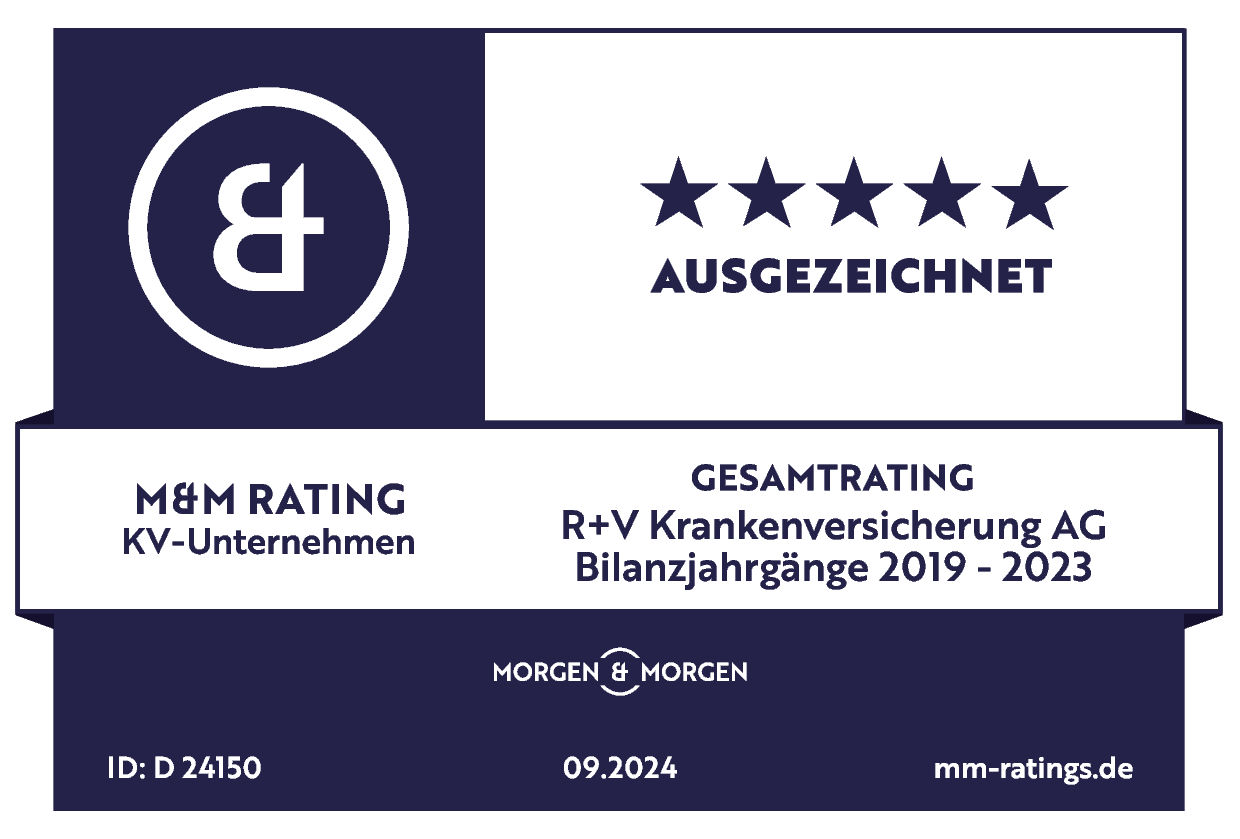 Siegel von M&M Rating für R+V Krankenversicherung