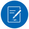 Icon - Beschriebenes Blatt Papier mit Stift