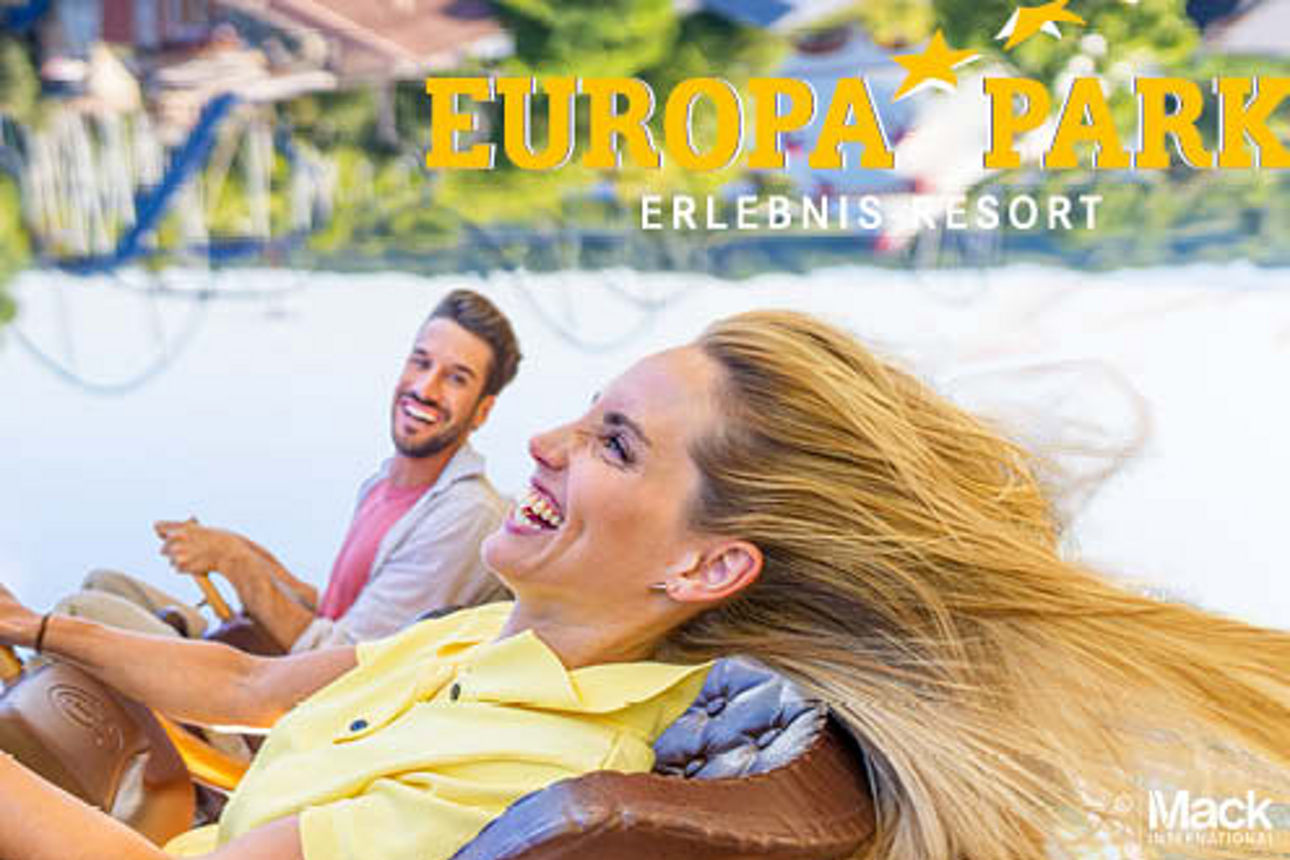 Parkmaskottchen Ed Euromaus präsentiert die Achtelbahnen und weiteren Attraktionen im Europa-Park.