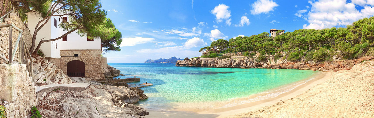 Cala Gat Mallorca Majorca Spain Mediterranean Sea Panorama Beach