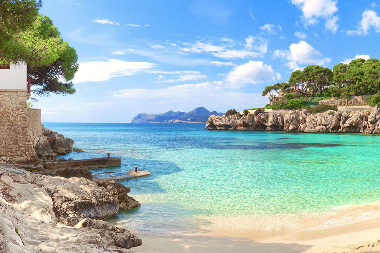 Cala Gat Mallorca Majorca Spain Mediterranean Sea Panorama Beach