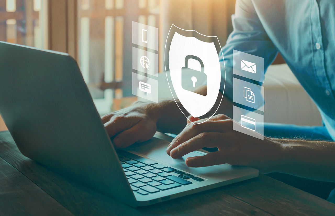 Cybersicherheitskonzept, Online-Datenschutz- und Informationssicherheitskonzept, Schild mit Vorhängeschloss