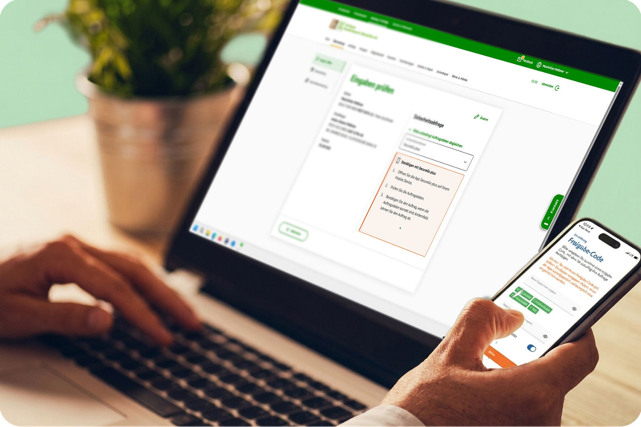 Laptop und Smartphone mit Freigabe App