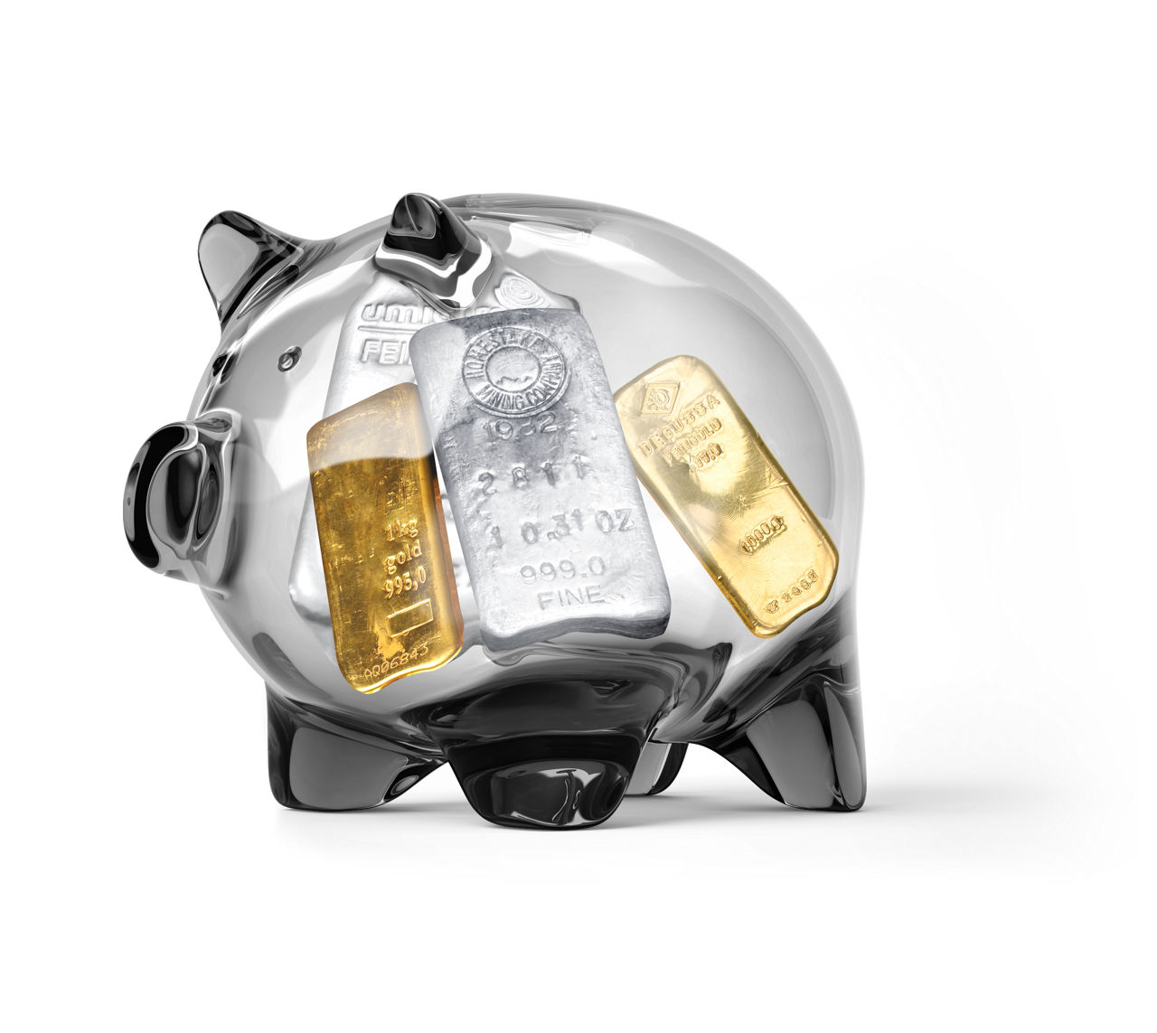 Sparschwein mit Gold