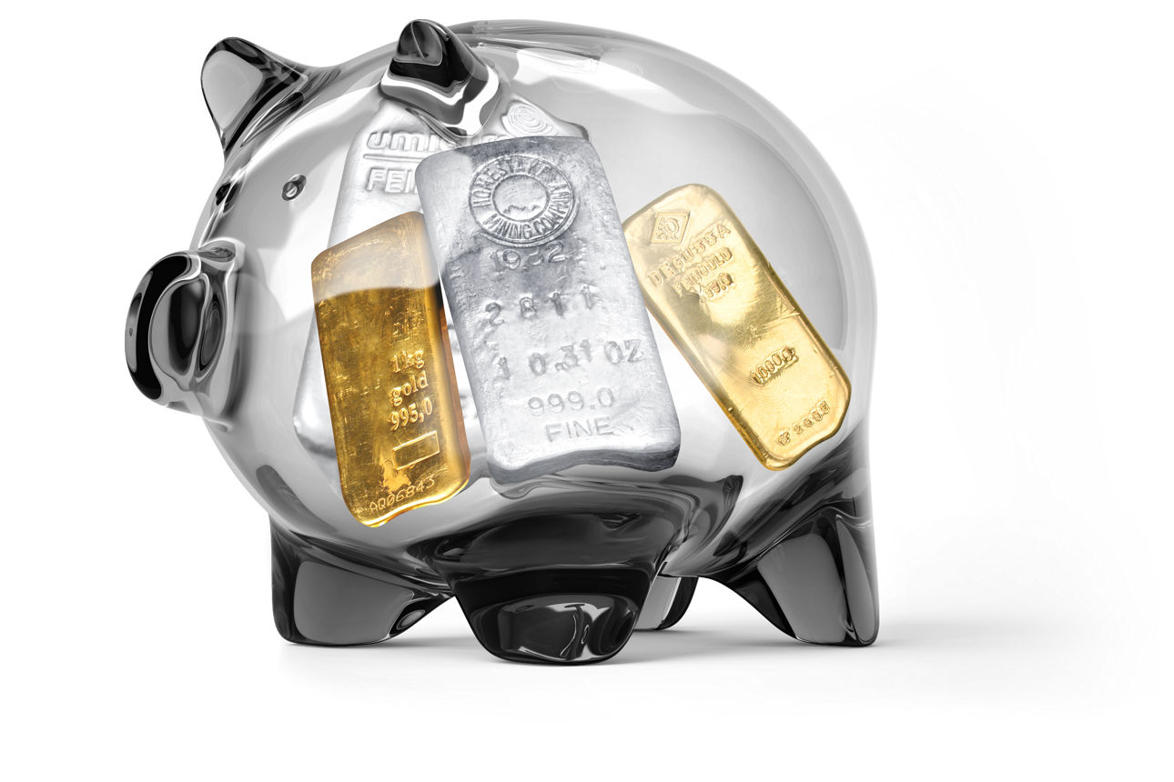 Sparschwein mit Gold