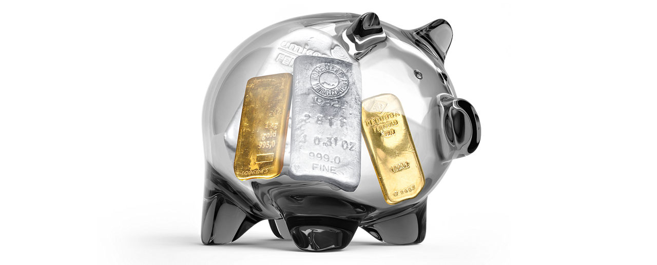 Sparschwein mit Gold