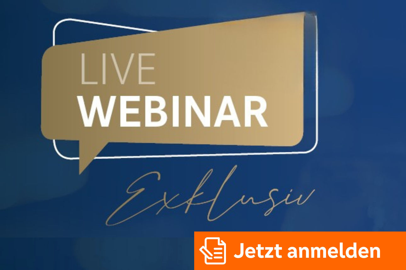 Werbegrafik für ein Live‑Webinar über Gold