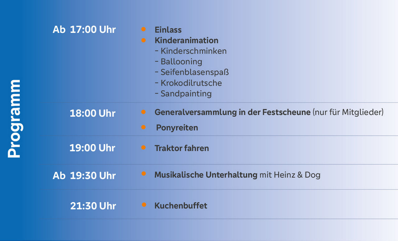 Programm zum Sommerfest 2025 auf dem Etzdorfer Hof