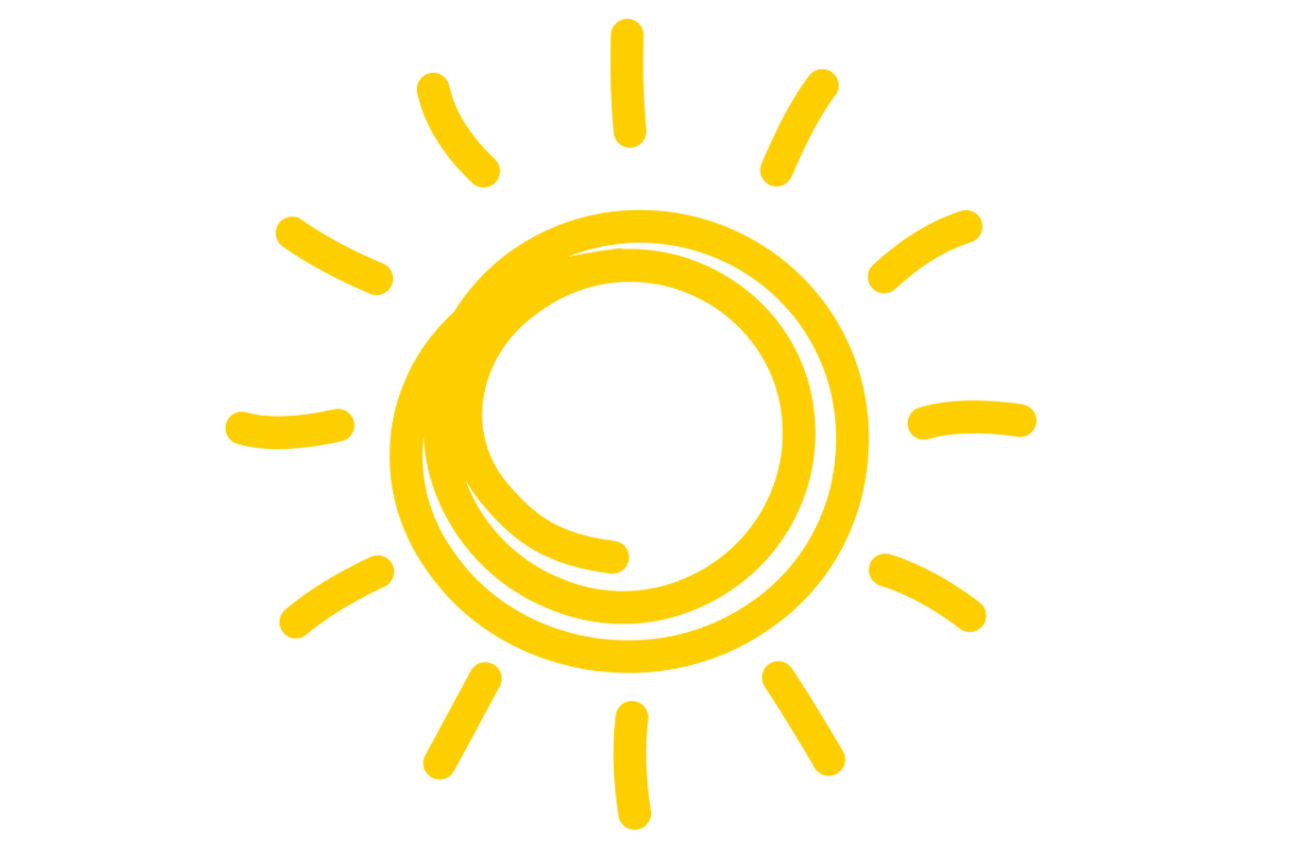 Karikatur einer gelben Sonne