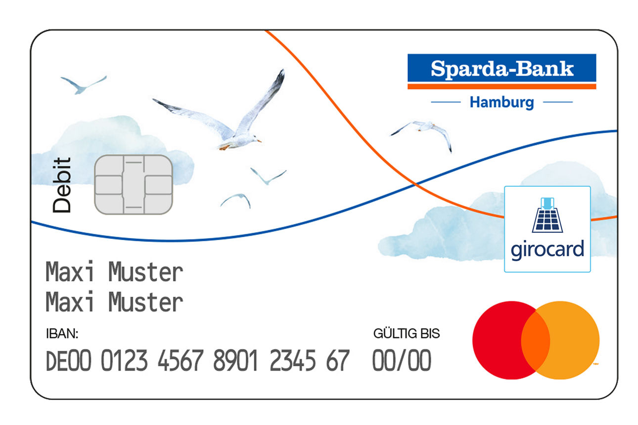 Abbildung der klassischen (aus Plastik) girocard Debit Mastercard (Debitkarte)