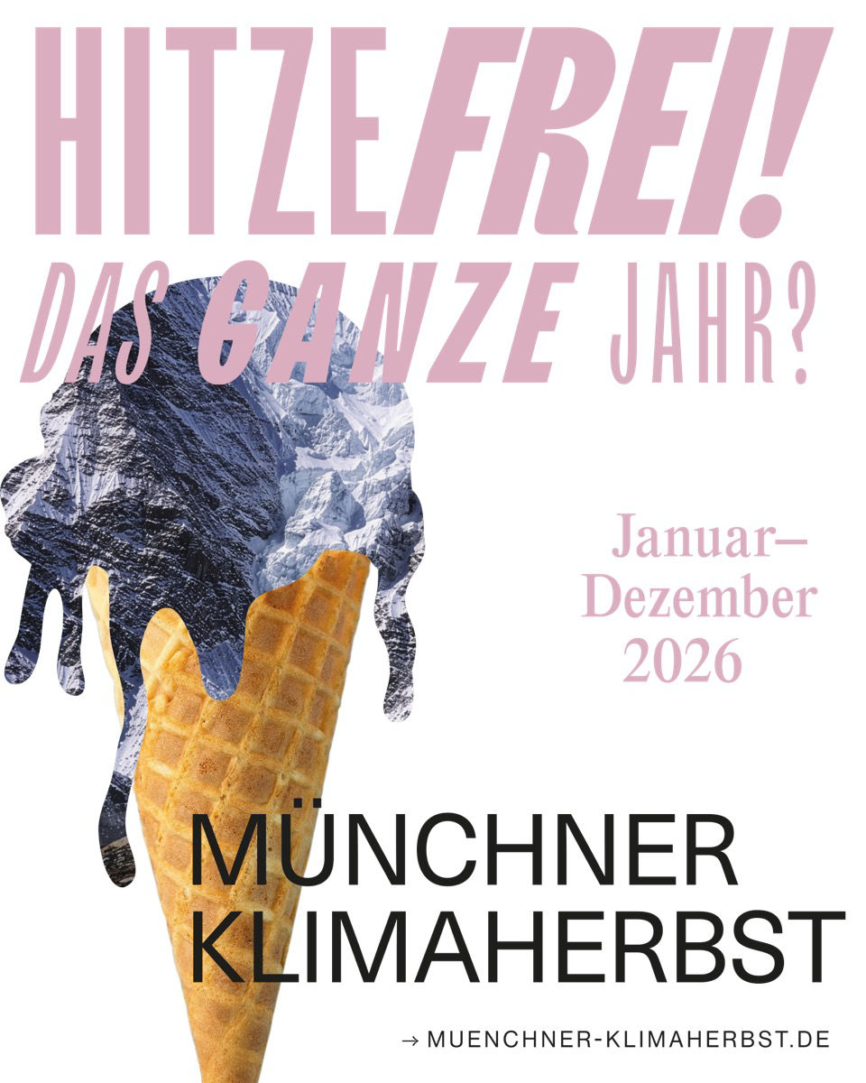 Ein schmelzendes Eis in einer Waffel ist das Logo des Münchner Klimaherbstes 2016