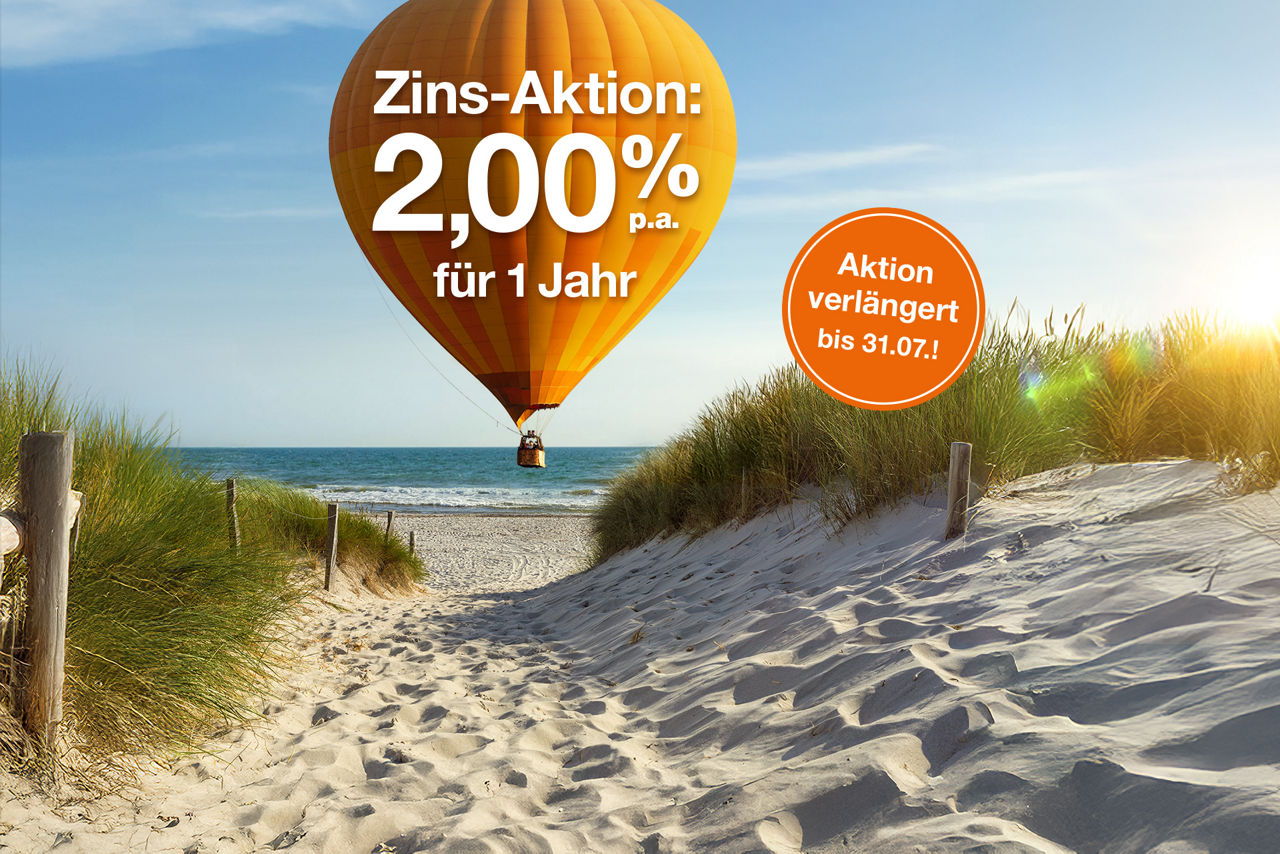 Aktionsmotiv Festgeld-Zinsaktion mit 2,00 % p.a. für 1 Jahr