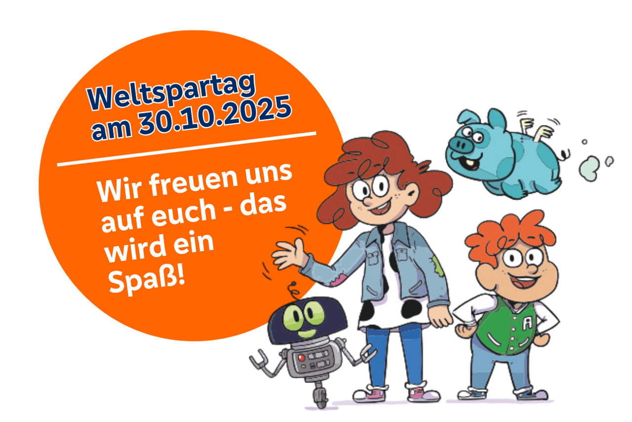 Comicfiguren und ein Roboter mit dem Schriftzug: ‚Wir freuen uns auf euch – das wird ein Spaß!