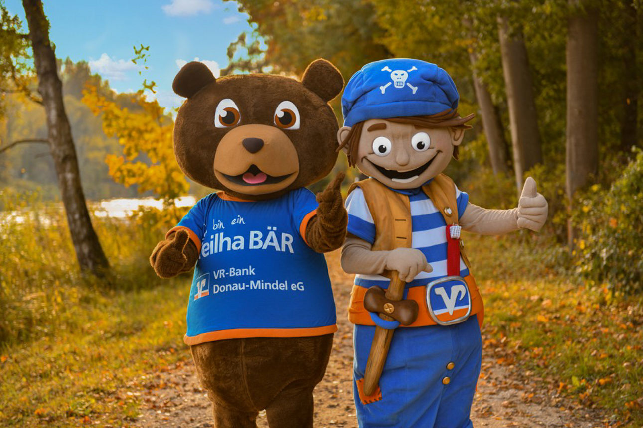 Die Maskottchen Teilhabär und Zahnpirat Paul