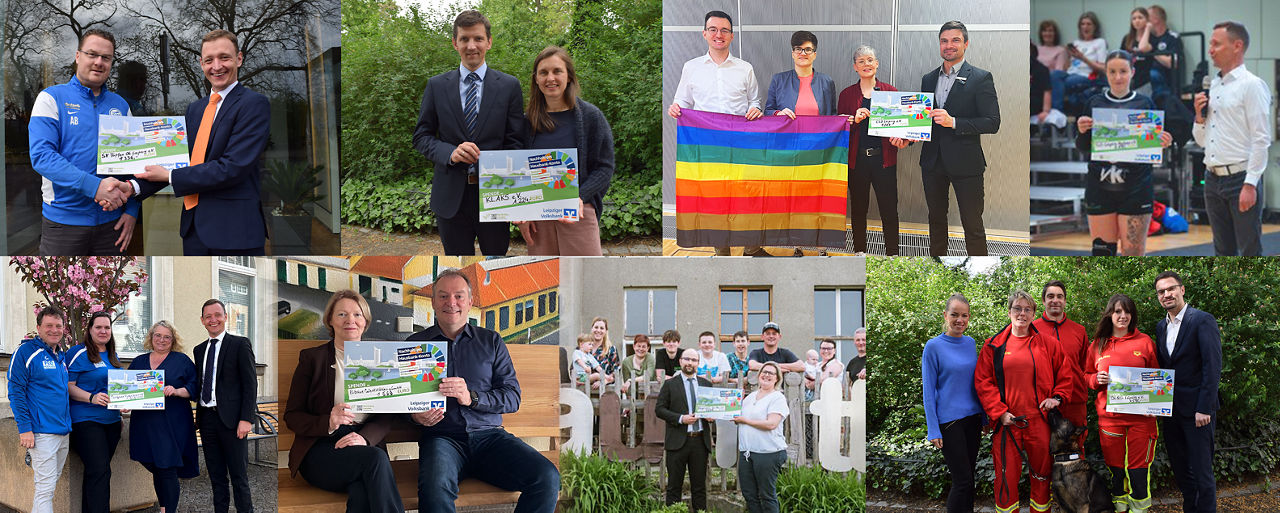 Nachhaltiges Spendenvoting: eine Collage der Übergaben der letzten Jahre