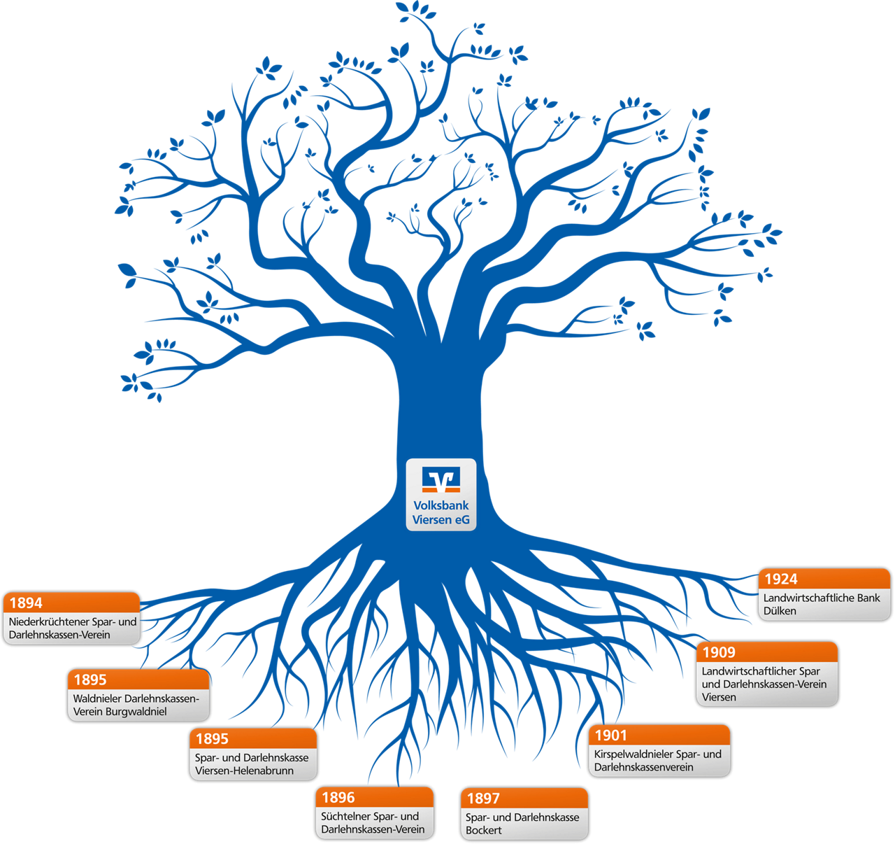 Abbildung des Stammbaums der Volksbank Viersen eG