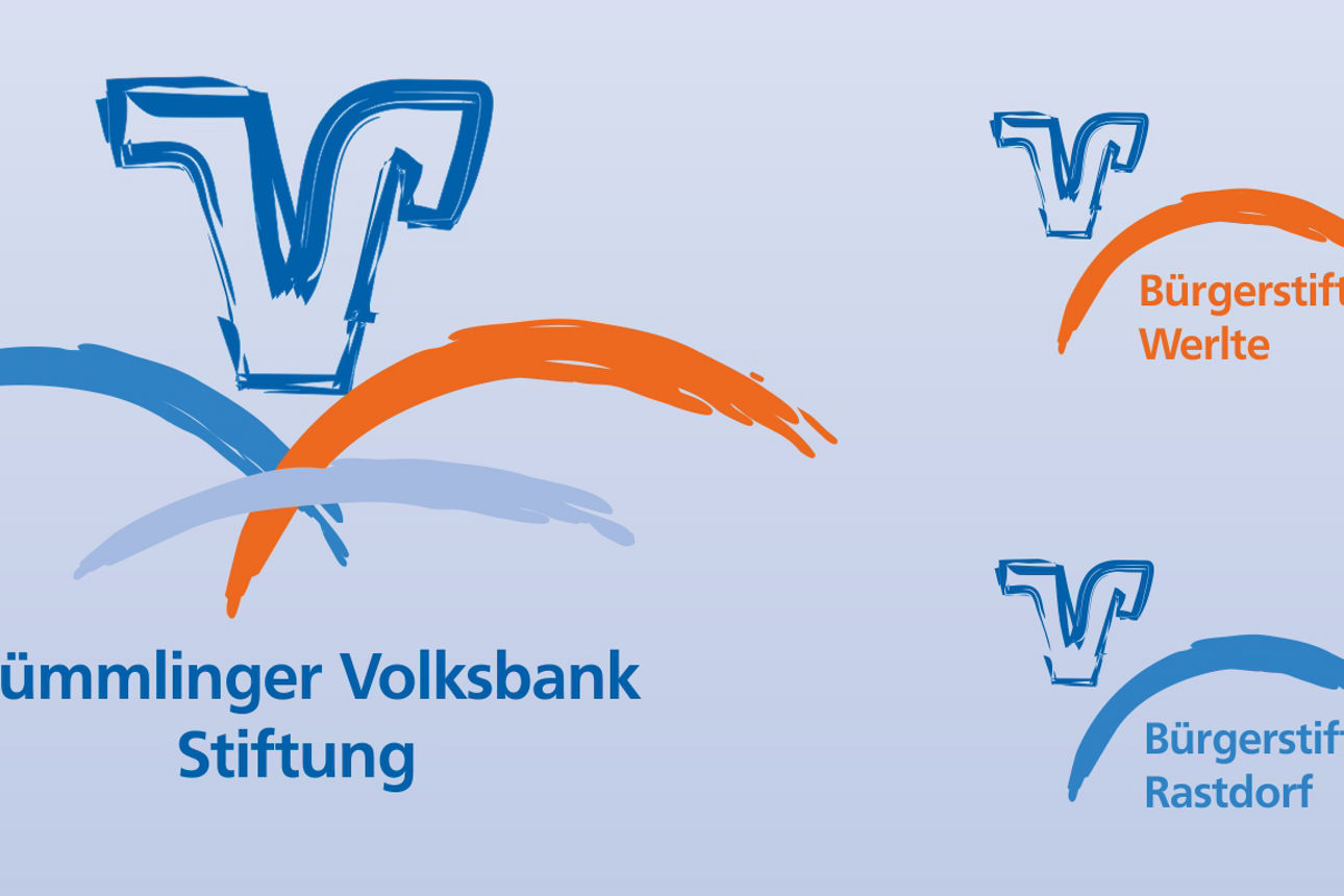 Logo mit den Farben Blau, Orange und Weiß, die die Markenidentität des Unternehmens repräsentieren