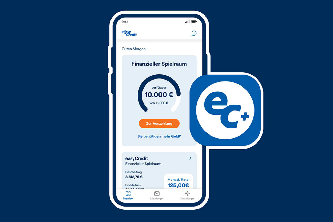 Handy welches die EasyCredit+ App zeigt.