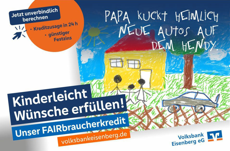 Kinderzeichnung "Papa kuckt heimlich neue Autos auf dem Hendy"
