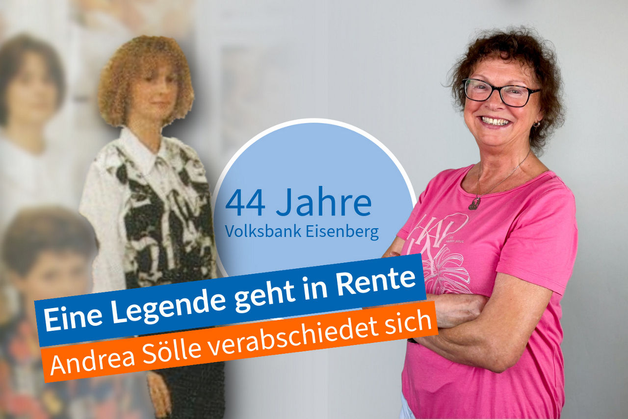 Andrea Sölle ist 44 Jahre in der Volksbank Eisenberg tätig - eine Legende geht in Rente