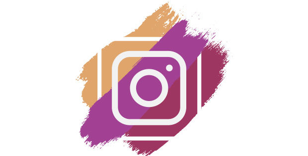 Instagram Symbol in weiß mit orange-lila-rot farbenem Hintergrund. Das Instagram Symbol stellt eine Kamera dar.