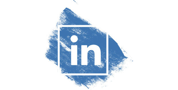 Linkedin Symbol in weiß mit blauem Hintergrund. Das Symbol trägt die Inschrift "in" und einen weißen Rahmen drum herum.