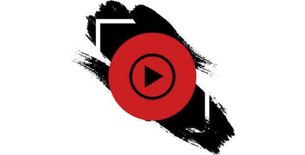 Youtube Symbol in rot mit einem schwarzen Play-Symbol und weiß-schwarzem Hintergrund.