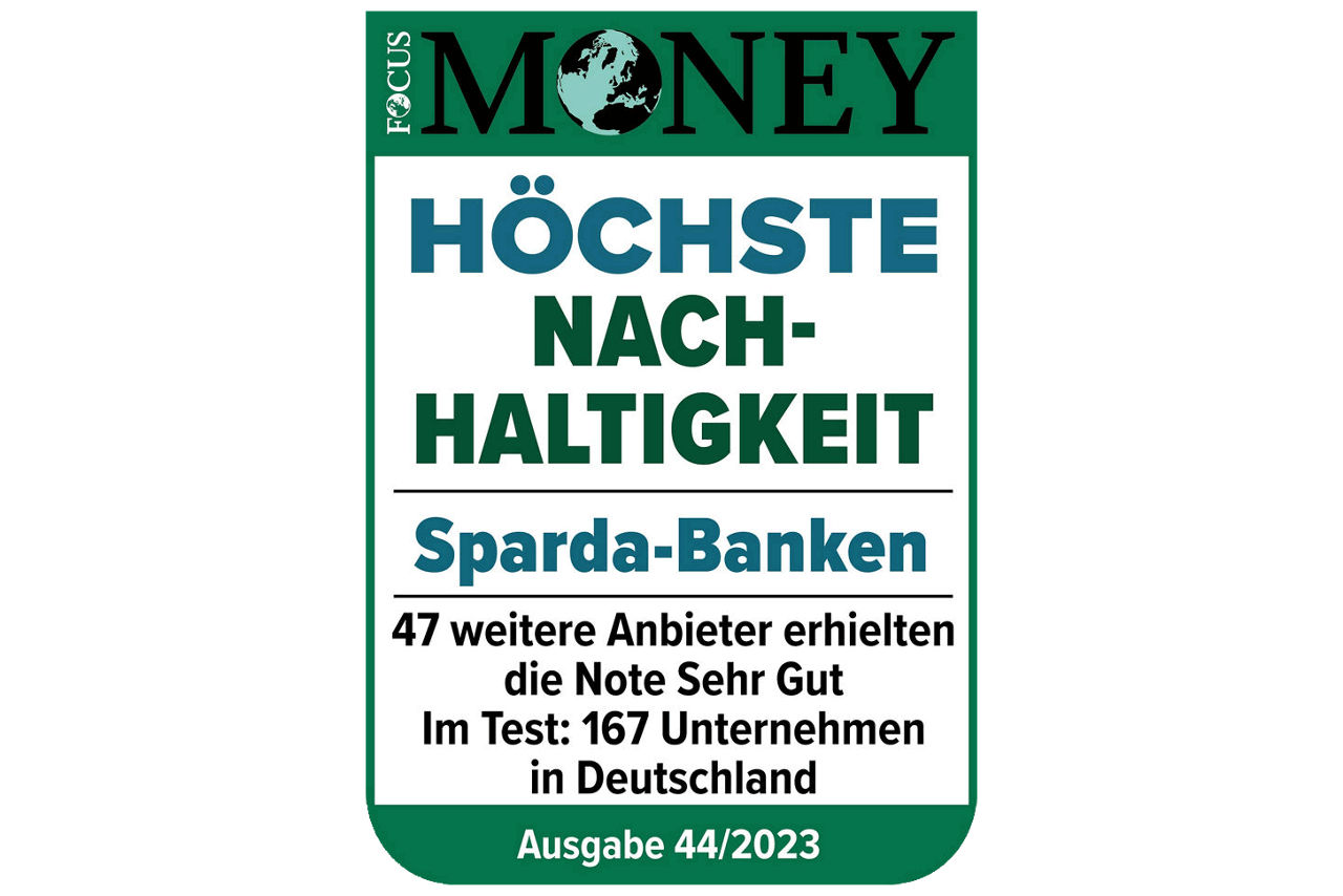 Testsieger Logo der Sparda-Bank Hamburg für höchste Nachhaltigkeit