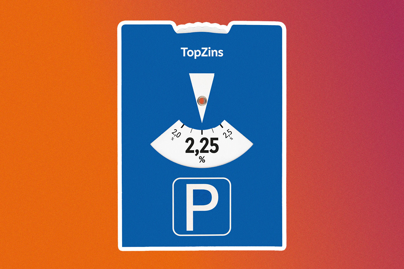 Eine Parkscheibe, die den Zinssatz für das Tagesgeld MehrFlex TopZins anzeigt.