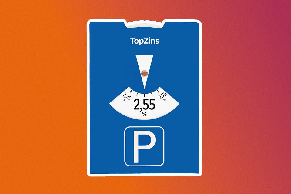 Eine Parkscheibe, die den Zinssatz für das Tagesgeld MehrFlex TopZins anzeigt.