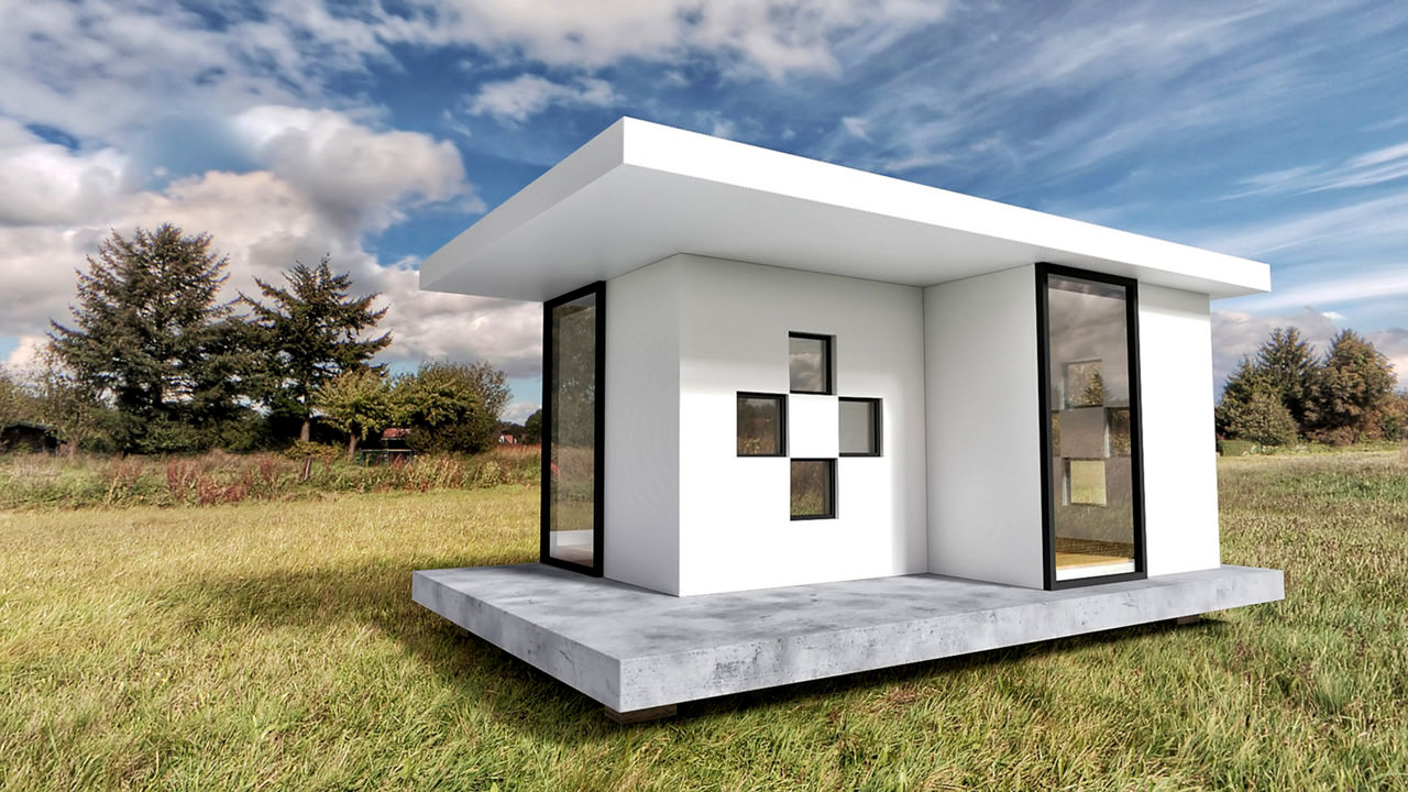 Modernes Tiny House in der freien Natur